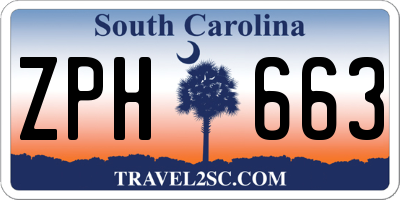 SC license plate ZPH663