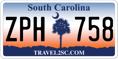 SC license plate ZPH758