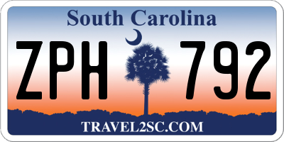 SC license plate ZPH792