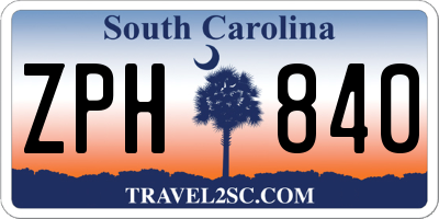 SC license plate ZPH840