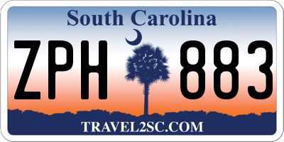 SC license plate ZPH883