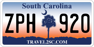 SC license plate ZPH920