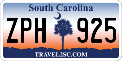 SC license plate ZPH925