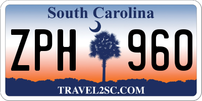 SC license plate ZPH960