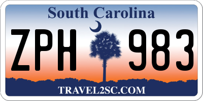 SC license plate ZPH983