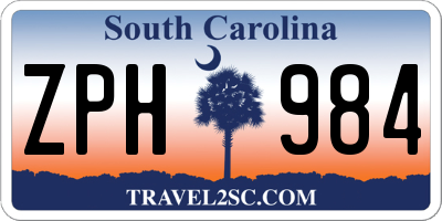 SC license plate ZPH984