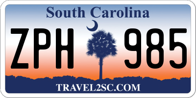 SC license plate ZPH985