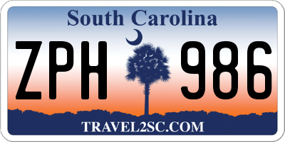 SC license plate ZPH986