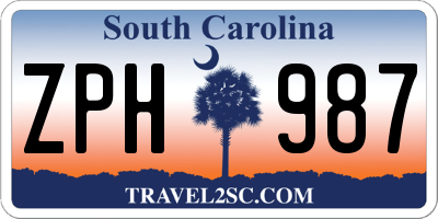 SC license plate ZPH987