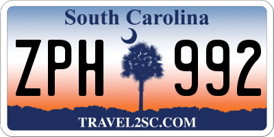 SC license plate ZPH992