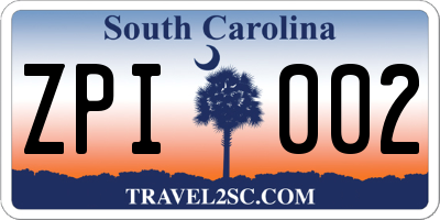 SC license plate ZPI002