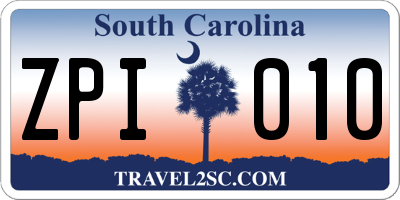 SC license plate ZPI010