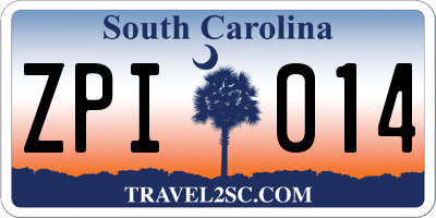 SC license plate ZPI014