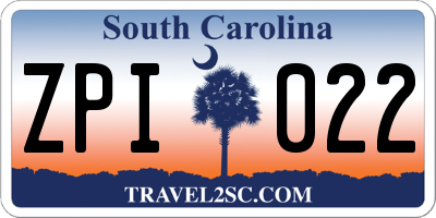 SC license plate ZPI022