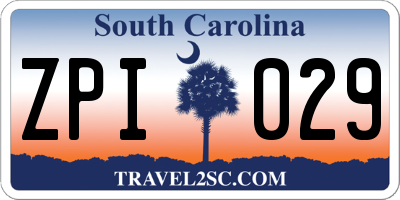 SC license plate ZPI029