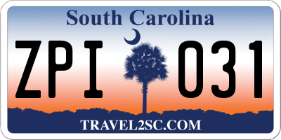 SC license plate ZPI031
