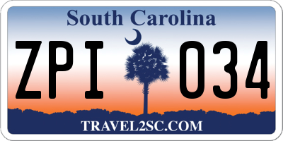 SC license plate ZPI034