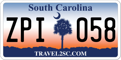 SC license plate ZPI058