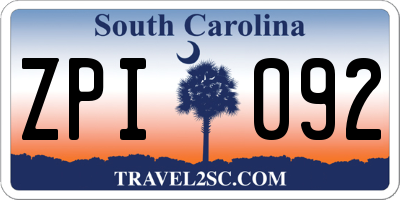 SC license plate ZPI092