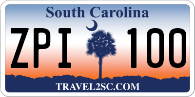 SC license plate ZPI100