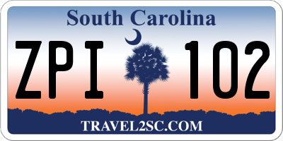 SC license plate ZPI102