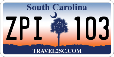 SC license plate ZPI103
