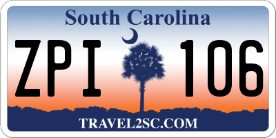 SC license plate ZPI106