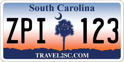 SC license plate ZPI123
