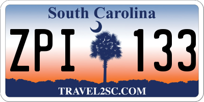 SC license plate ZPI133