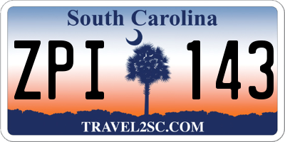 SC license plate ZPI143