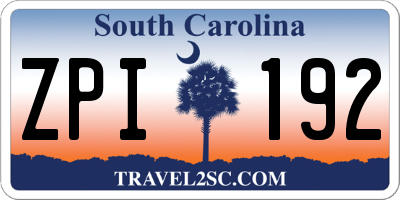 SC license plate ZPI192
