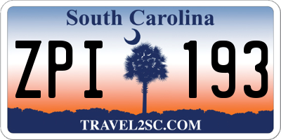SC license plate ZPI193