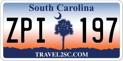 SC license plate ZPI197