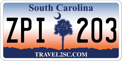 SC license plate ZPI203