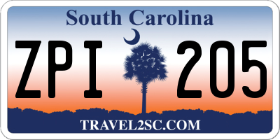 SC license plate ZPI205
