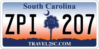 SC license plate ZPI207