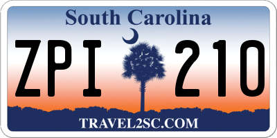 SC license plate ZPI210