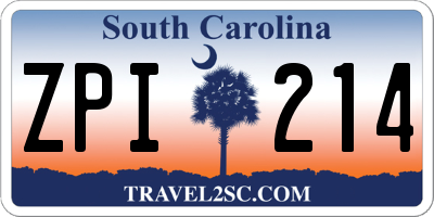 SC license plate ZPI214
