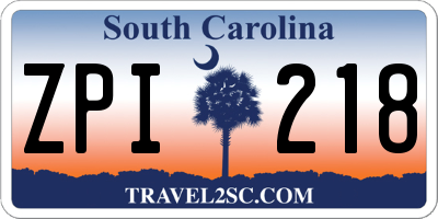 SC license plate ZPI218