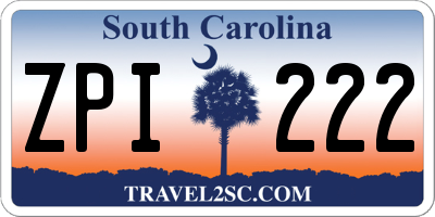 SC license plate ZPI222