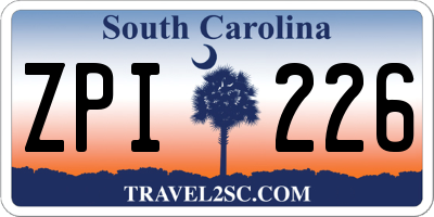 SC license plate ZPI226