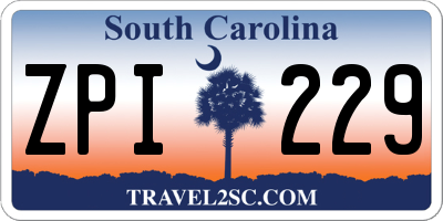 SC license plate ZPI229