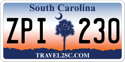 SC license plate ZPI230