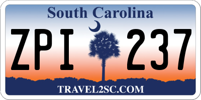 SC license plate ZPI237
