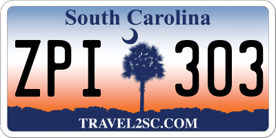 SC license plate ZPI303
