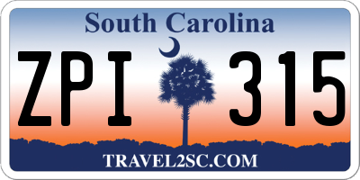 SC license plate ZPI315