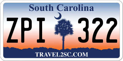 SC license plate ZPI322