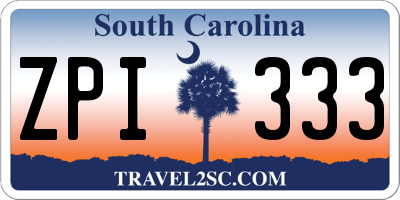 SC license plate ZPI333