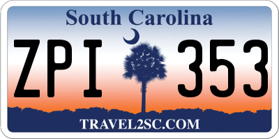 SC license plate ZPI353