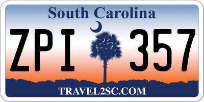 SC license plate ZPI357